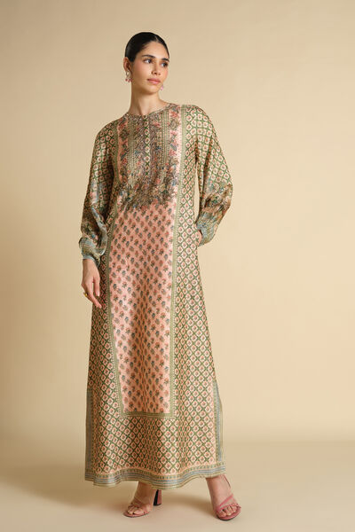 Rhiannon Gota Patti Silk Kaftan - Blush